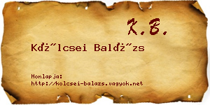 Kölcsei Balázs névjegykártya