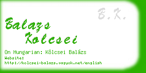 balazs kolcsei business card